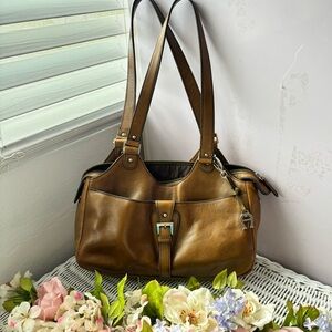 Vintage Elegant Brown Leather Tote Bag